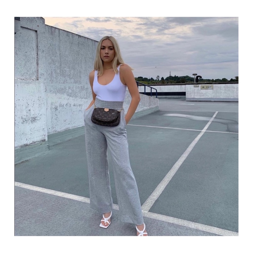 ZARA High Waisted Wide Leg Grey Joggers 26